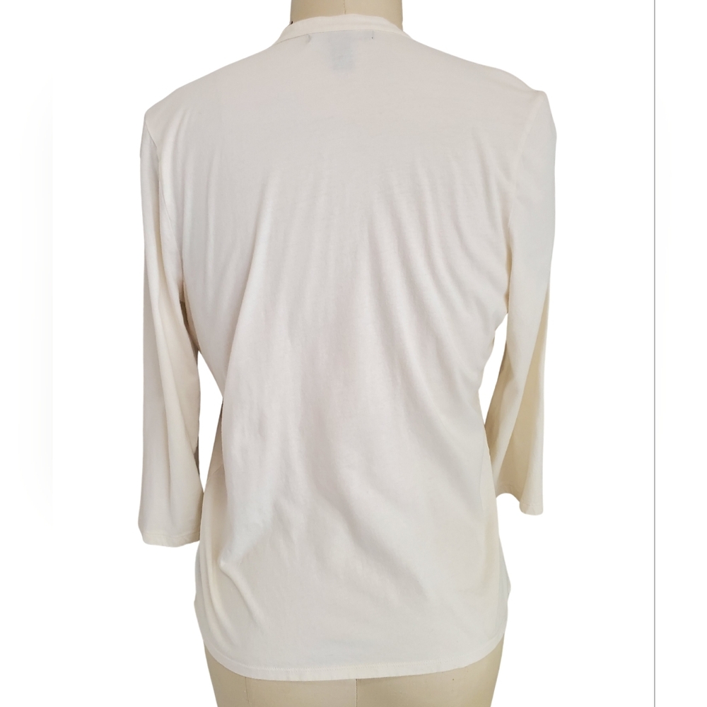 Lauren Ralph Lauren Green Label Cream Romantic Ruffle Cotton Blouse Sz L - Picture 2 of 10